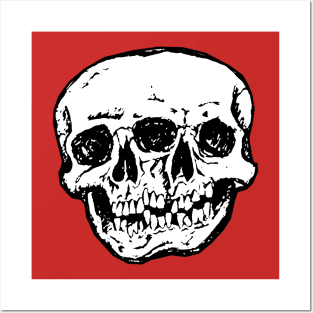 Conjoined Skulls - Black & White Posters and Art